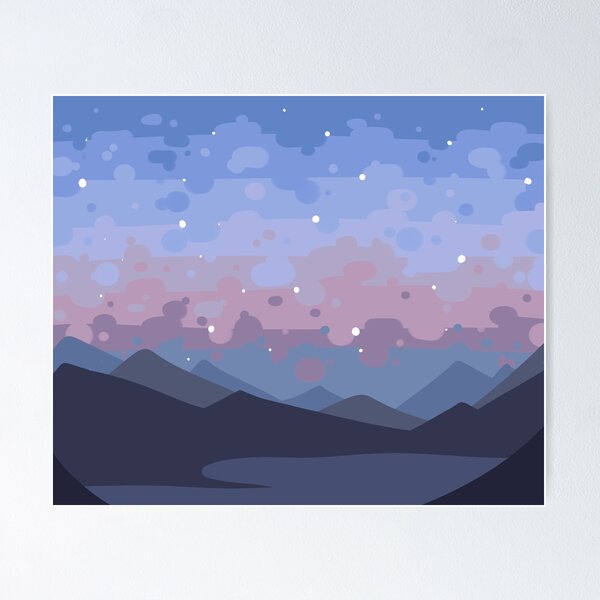 Aperçu de l'œuvre Montagnes Pastel étoilées créée et vendue par DiomediaDesigns.