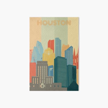 Houston City Skyline (with words) | Art Board Print