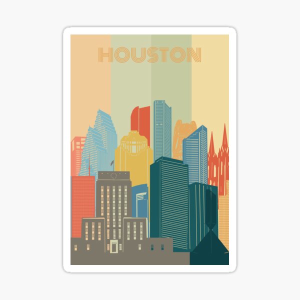 Houston Texas Skyline American Flag' Sticker