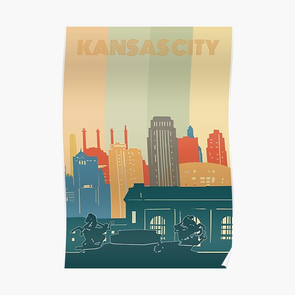 Kansas City Sports Poster, Kansas City Missouri Sports Artwork, Chiefs and  Royals in front of KC Skyline, Chiefs Royals Gift