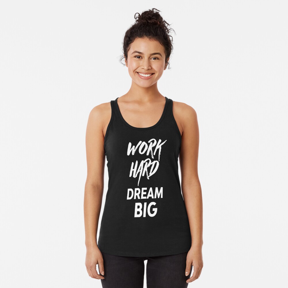 Xersion Womens L Workout Shirt BLACK Motivational Quote WORK HARD DREAM BIG