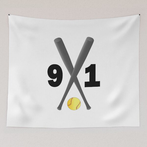 Item preview, Softball number 91 - ninety one with bats and ball designed and sold by AllShirts21.