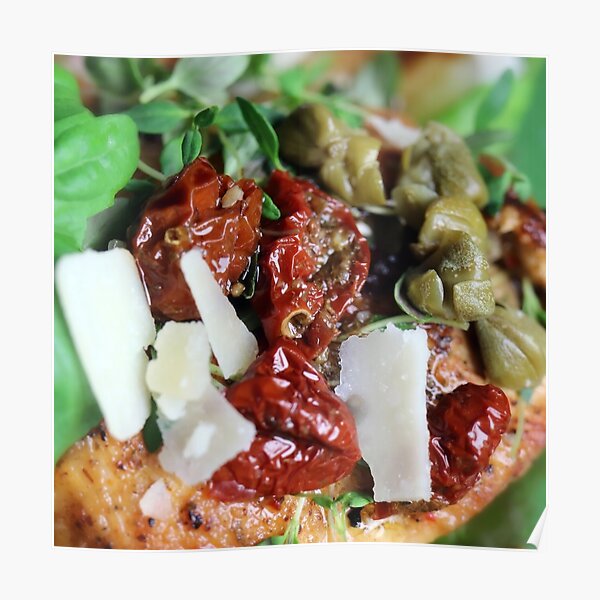 Chicken Capers Tomato Parmesan Basil Thyme Poster
