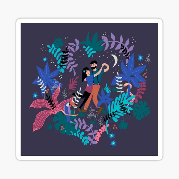 Dancing in the garden at midnight Sticker