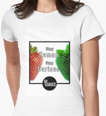 Vsauce Merchandise (Video: Stay Human, Stay Curious) Women's Fitted T-Shirt