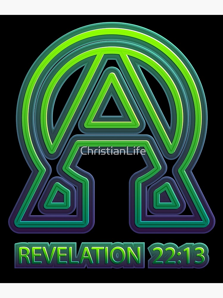 Alpha and omega Christian Jesus Bible Verse Religious Symbol Green Hero Poster