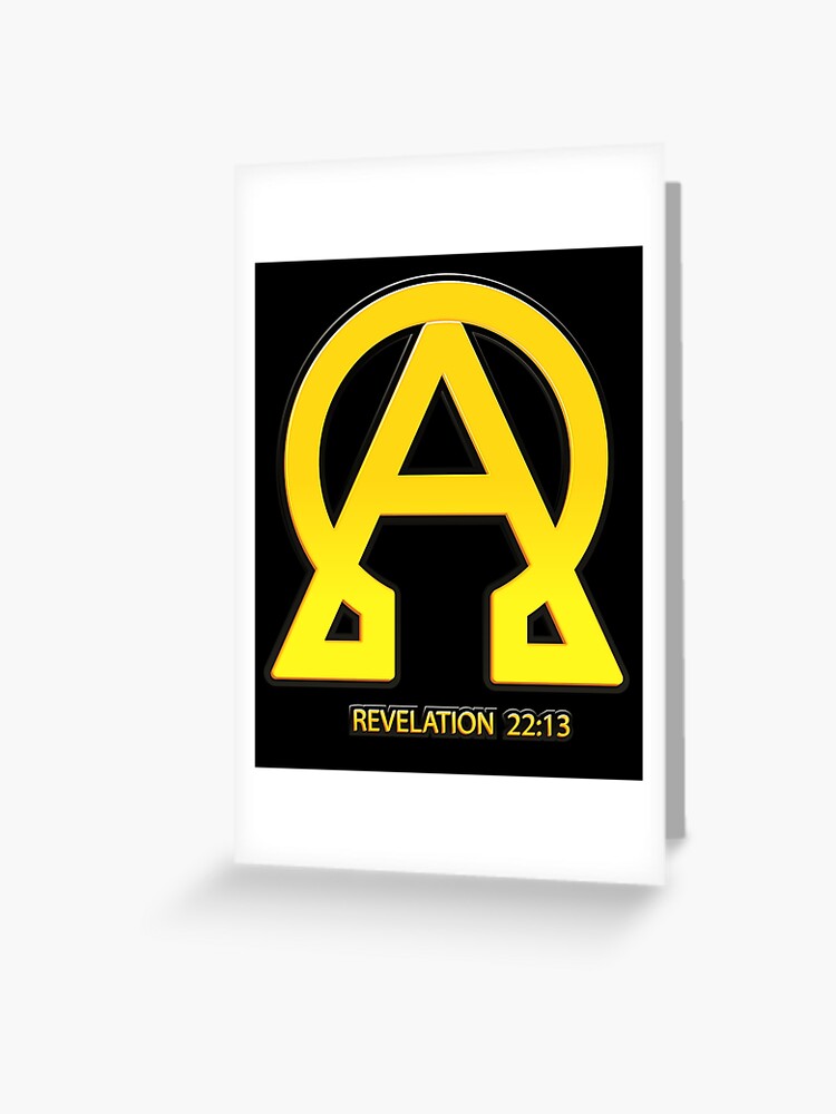 Alpha and omega Christian Jesus Bible Verse Religious Symbol Yellow Hero Greeting Card