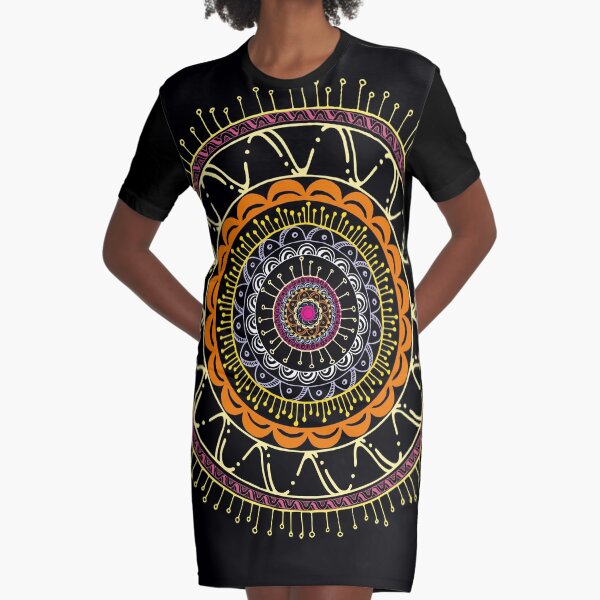 Mandala dark and colors Vestido camiseta