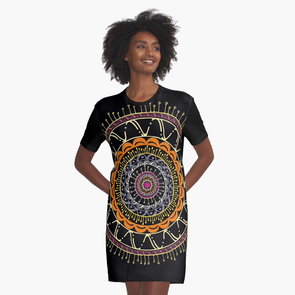 Mandala dark and colors Vestido camiseta
