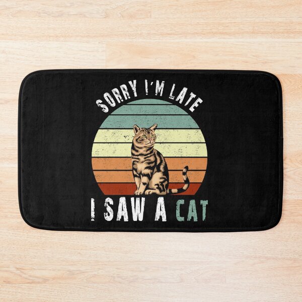 Item preview, Retro Vintage Sorry Im Late I Saw A Cat  designed and sold by AnimaLovers.