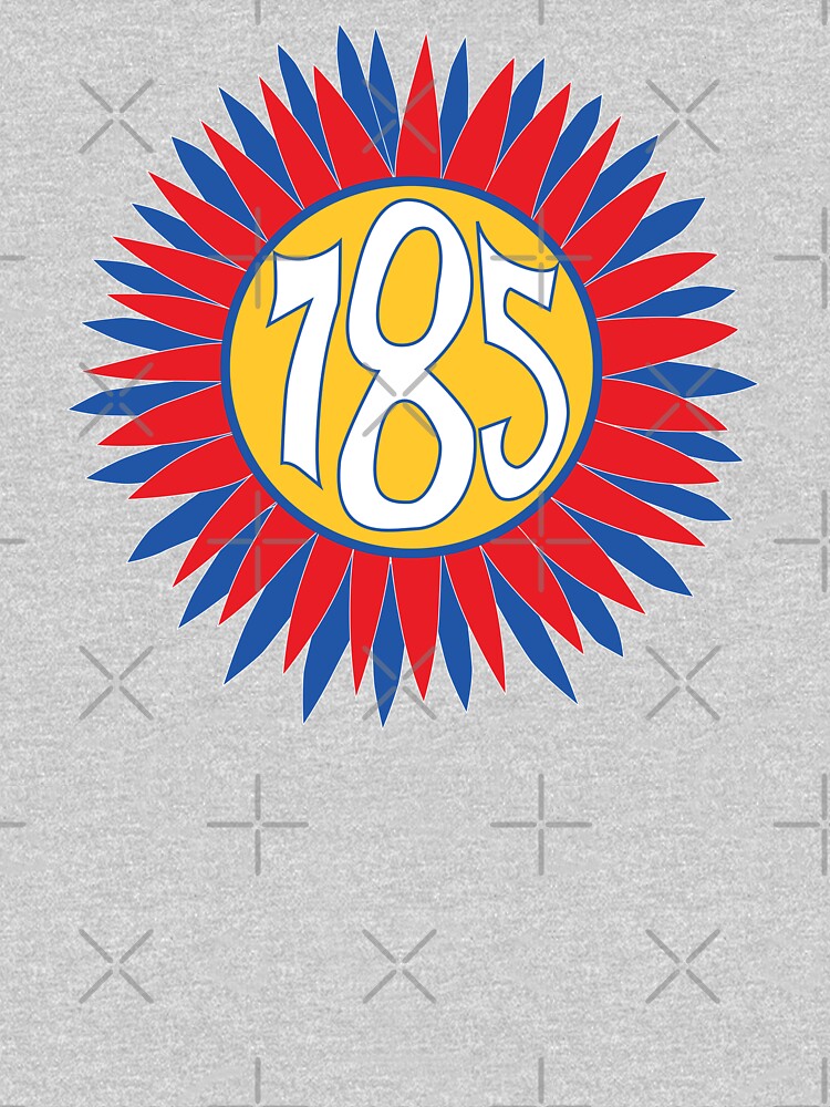 "Hand Drawn Kansas Sunflower 785 Area Code Crimson Blue" Tshirt by