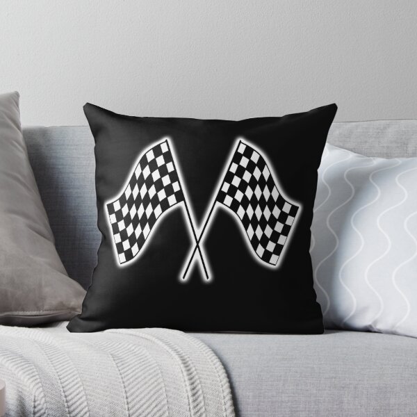 Checker Flag. Race. Checkered Flag. Win. Winner. On Black. Throw Pillow