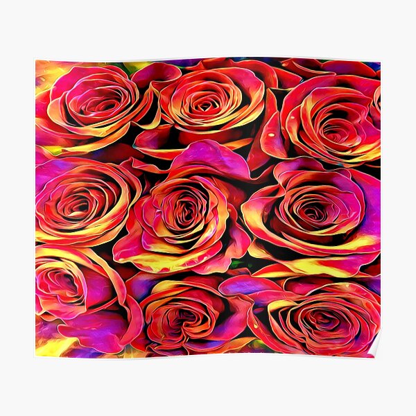 "Golden Red Roses" Poster for Sale by JudyPalkimas Redbubble