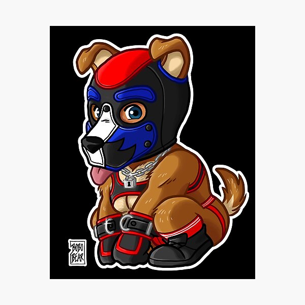 PLAYFUL PUPPY - BLUE RED MASK - BEARZOO SERIES Photographic Print