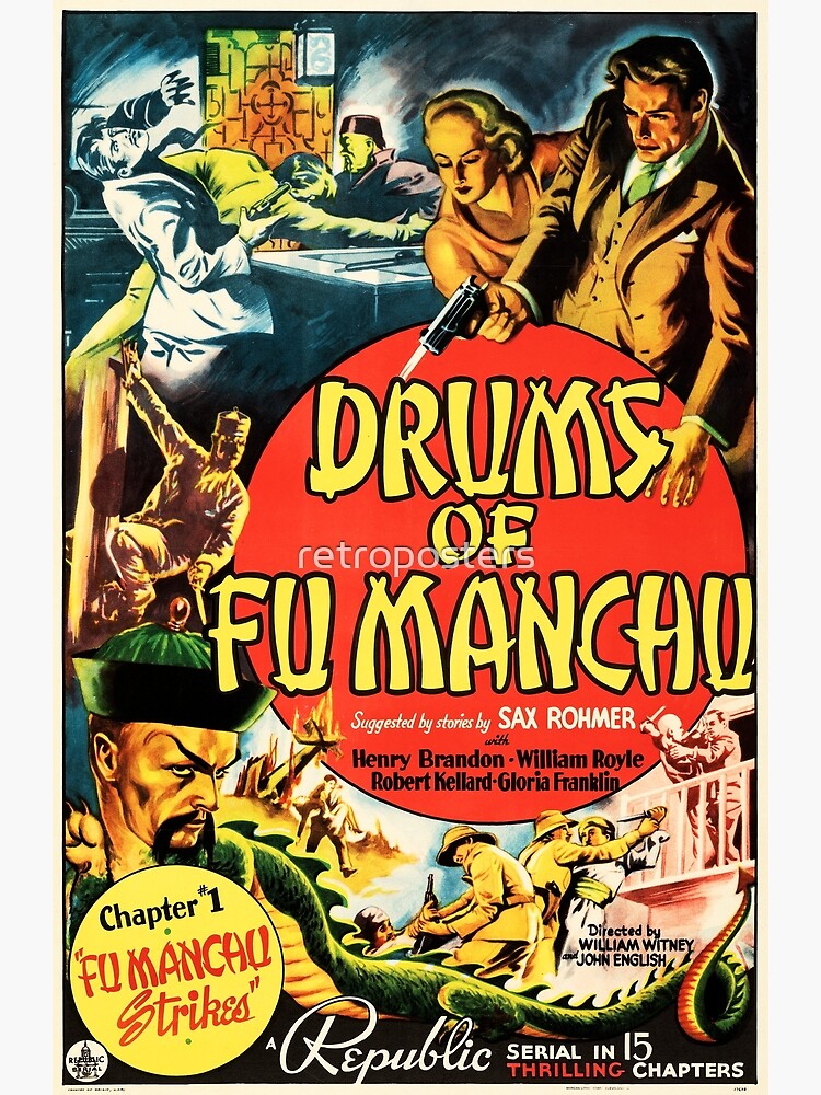 "DRUMS OF FU MANCHU 1940 Horror Thriller Cult Film Vintage Movie Poster