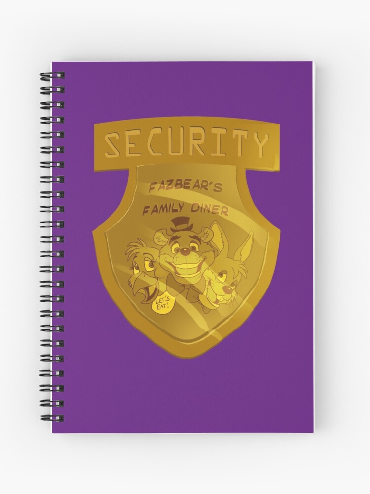 Fnaf Purple Guy S Badge Spiral Notebook By Ladyfiszi Redbubble - t shirt roblox hombre morado fnaf