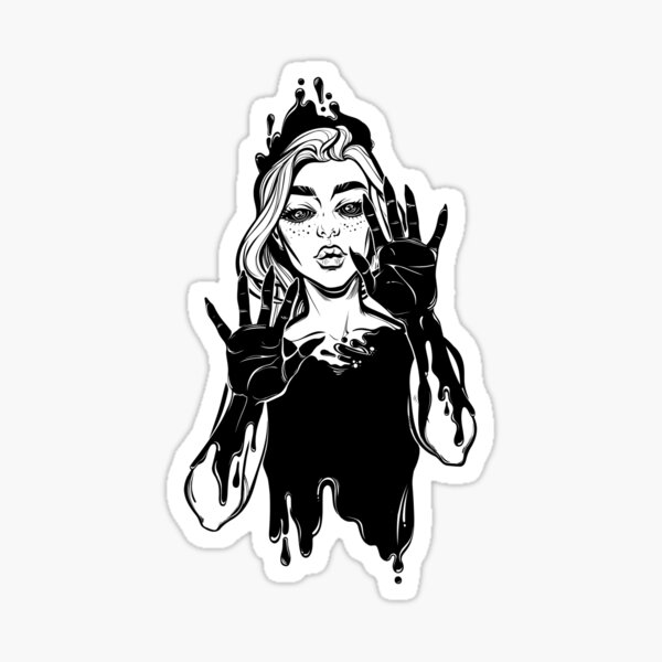 Symbol of a health crisis, epidemic virus disease outbreak, sadness and grief as an undead monster woman. Sticker