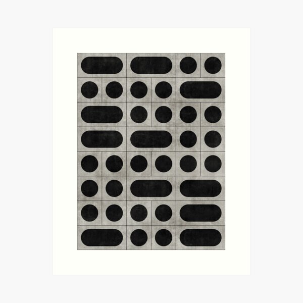 Mid-Century Modern Pattern No.15 - Black and Grey Concrete Art Print