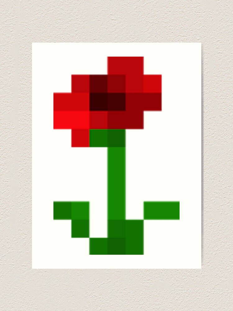 Alternate view of Red Minecraft Poppy Flower Art Print. 