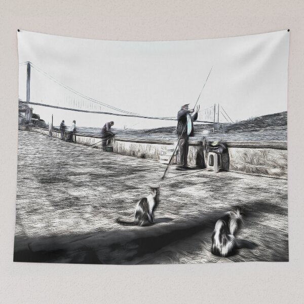Item preview, Fishermen And Cats Istanbul Art designed and sold by Londonimages.