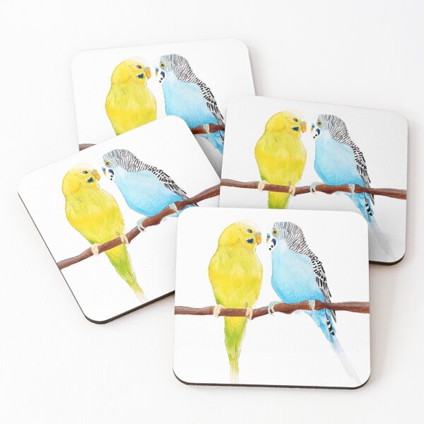 Item preview, Two Budgies watercolour designed and sold by By Kelly Attenborough.
