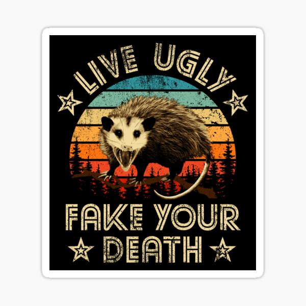 Vista previa del artículo con la obra «Possum Live Ugly Fake Your Death Divertido Vintage», diseñado y vendido por Humerus1.