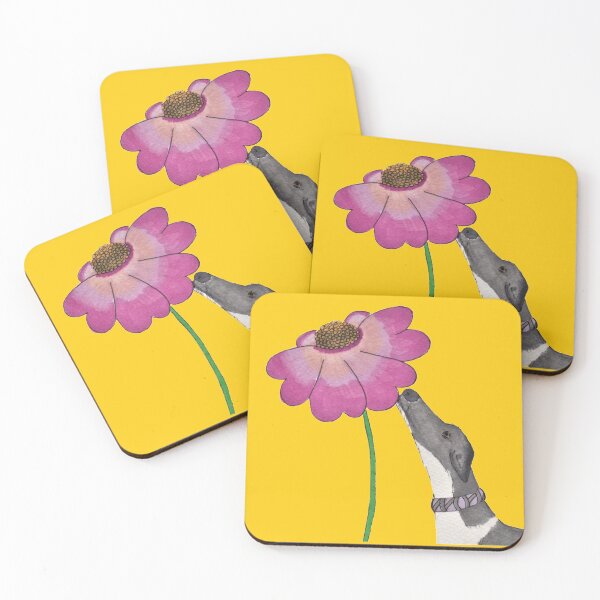 Item preview, Just Sniffing Greyhound with a yellow background :) designed and sold by JaneWrenArt.