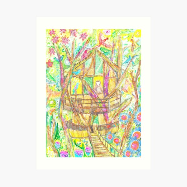 Monkey Treehouse Art Print