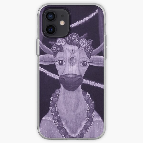 Vintage Cow Bride with Aquamarine Gemstone Indian Headpiece iPhone Soft Case