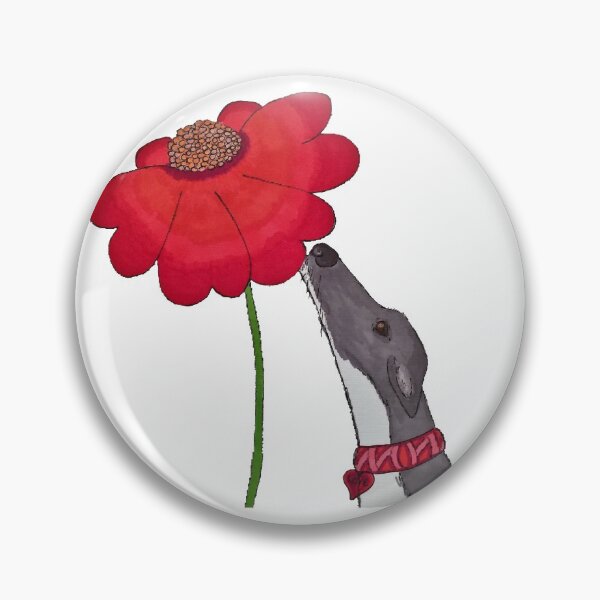 Item preview, Just Sniffing Valentine - A Greyhound Sniffing a Red Flower designed and sold by JaneWrenArt.