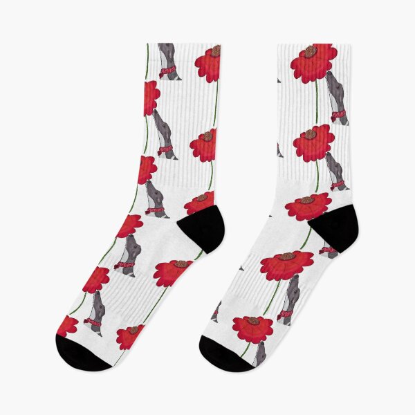 Item preview, Just Sniffing Valentine - A Greyhound Sniffing a Red Flower designed and sold by JaneWrenArt.