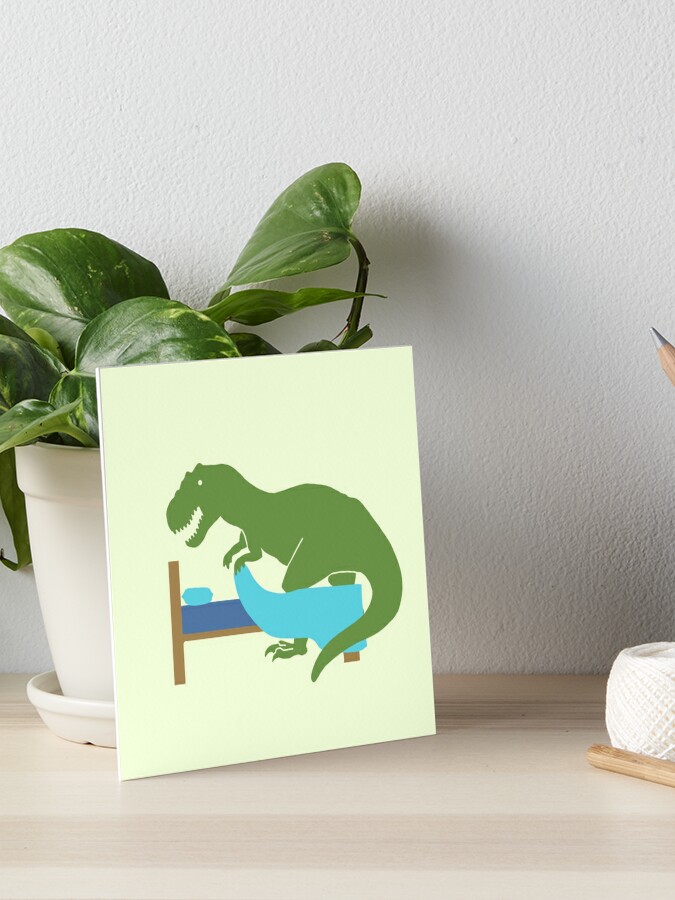 Dinosaurier Macht Sein Bett Galeriedruck Von Violetmorrison Redbubble