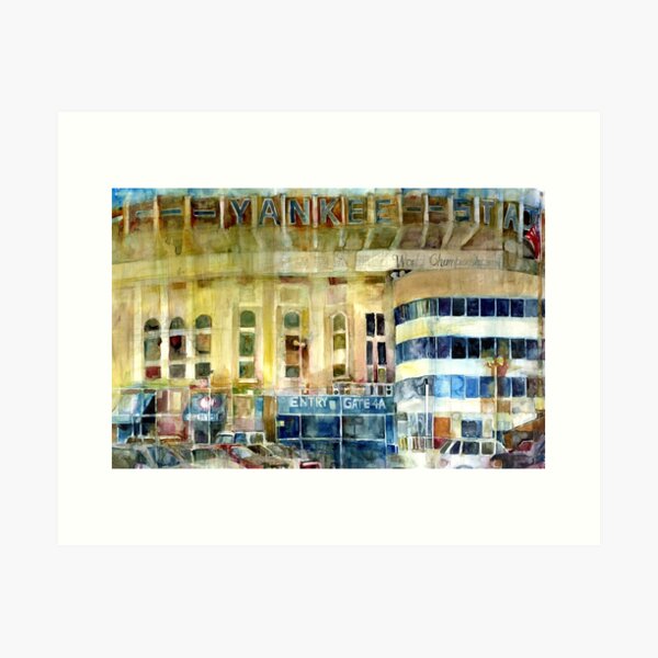 Yankee Stadium Artwork, Yankee Stadium watercolor sketch, Monument Park,  New Yo