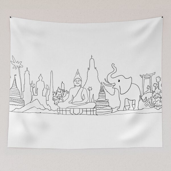 Item preview, Thailand white buildings designed and sold by KitCatCards.