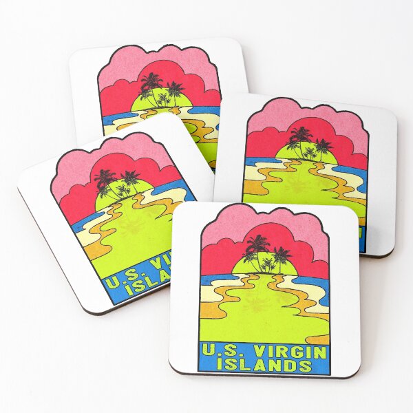Item preview, U.S. Virgin Islands Groovy Sunset 70's Hippie Hippy Vintage United States designed and sold by DESTINATIONS DECAL DOS.