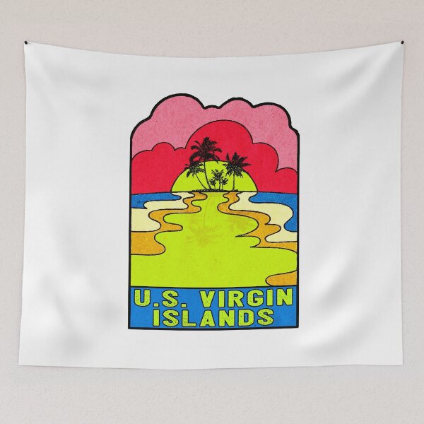 Item preview, U.S. Virgin Islands Groovy Sunset 70's Hippie Hippy Vintage United States designed and sold by DESTINATIONS DECAL DOS.