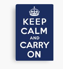 Keep Calm and Carry On (Navy Background) Canvas Print