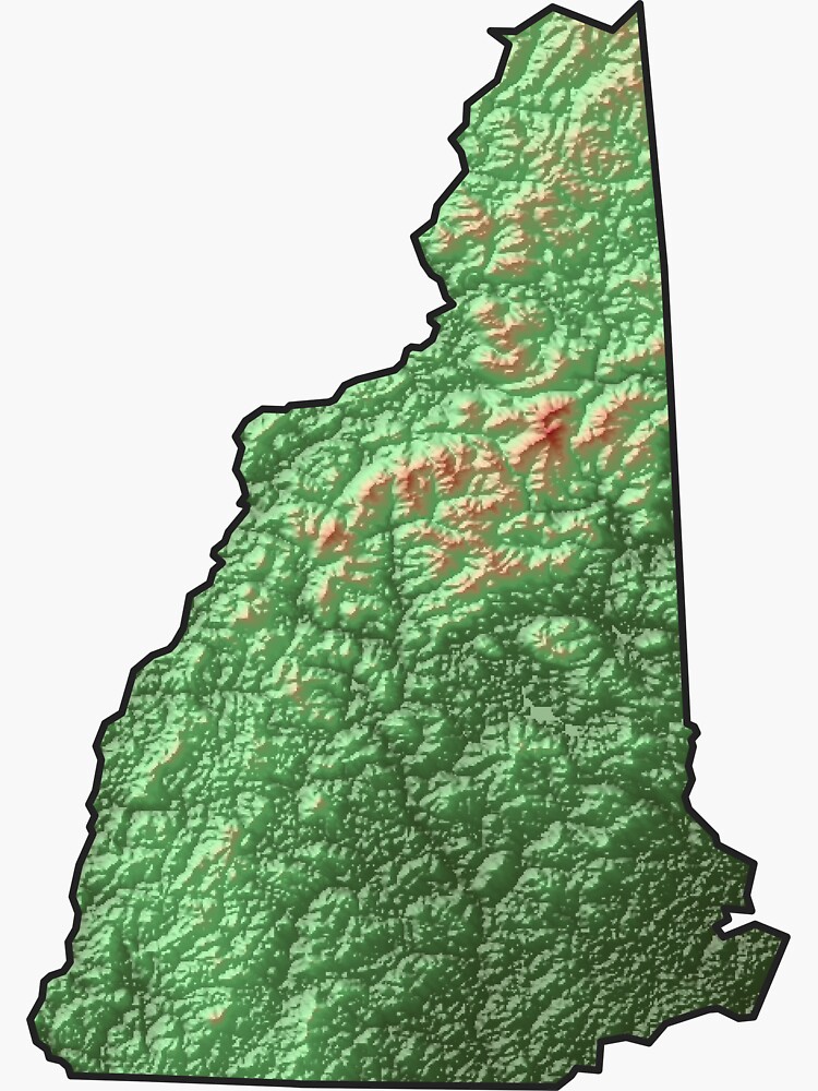 New Hampshire Elevation Map Sticker For Sale By Neilhallock Redbubble 3695