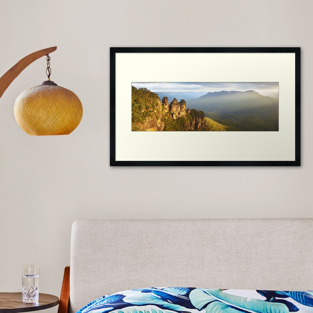 Three Sisters Sunset, Blue Mountains, NSW, Australia Framed Art Print