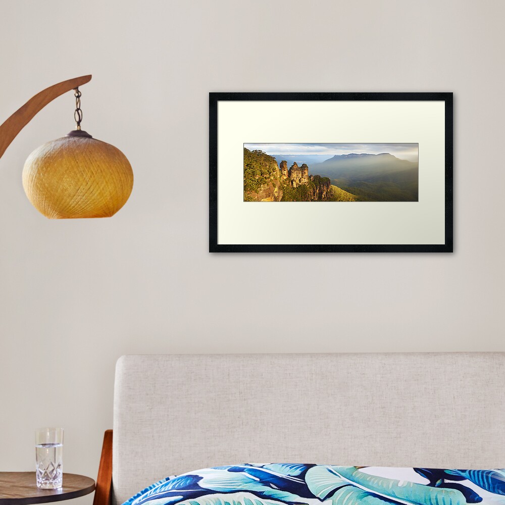 Three Sisters Sunset, Blue Mountains, NSW, Australia Framed Art Print