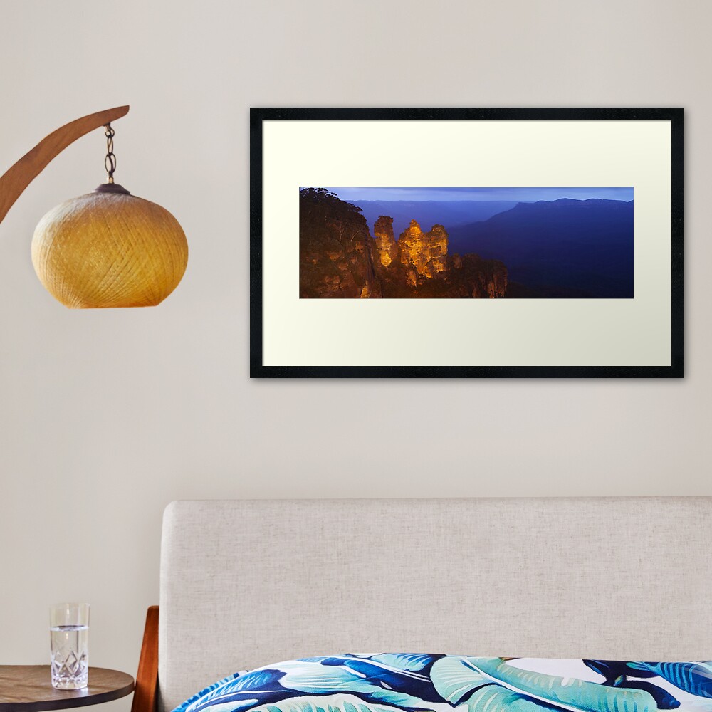 Three Sisters Dusk, Blue Mountains, Australia Framed Art Print