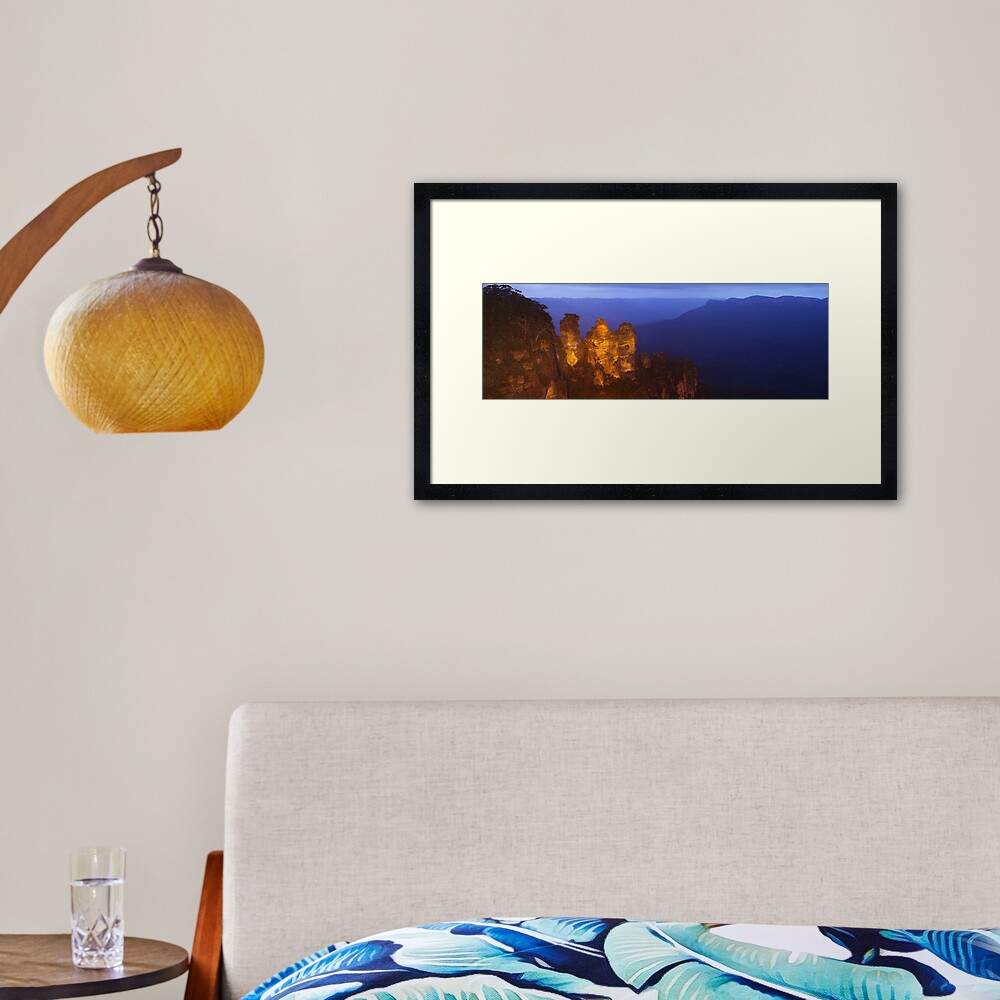 Three Sisters Dusk, Blue Mountains, Australia Framed Art Print