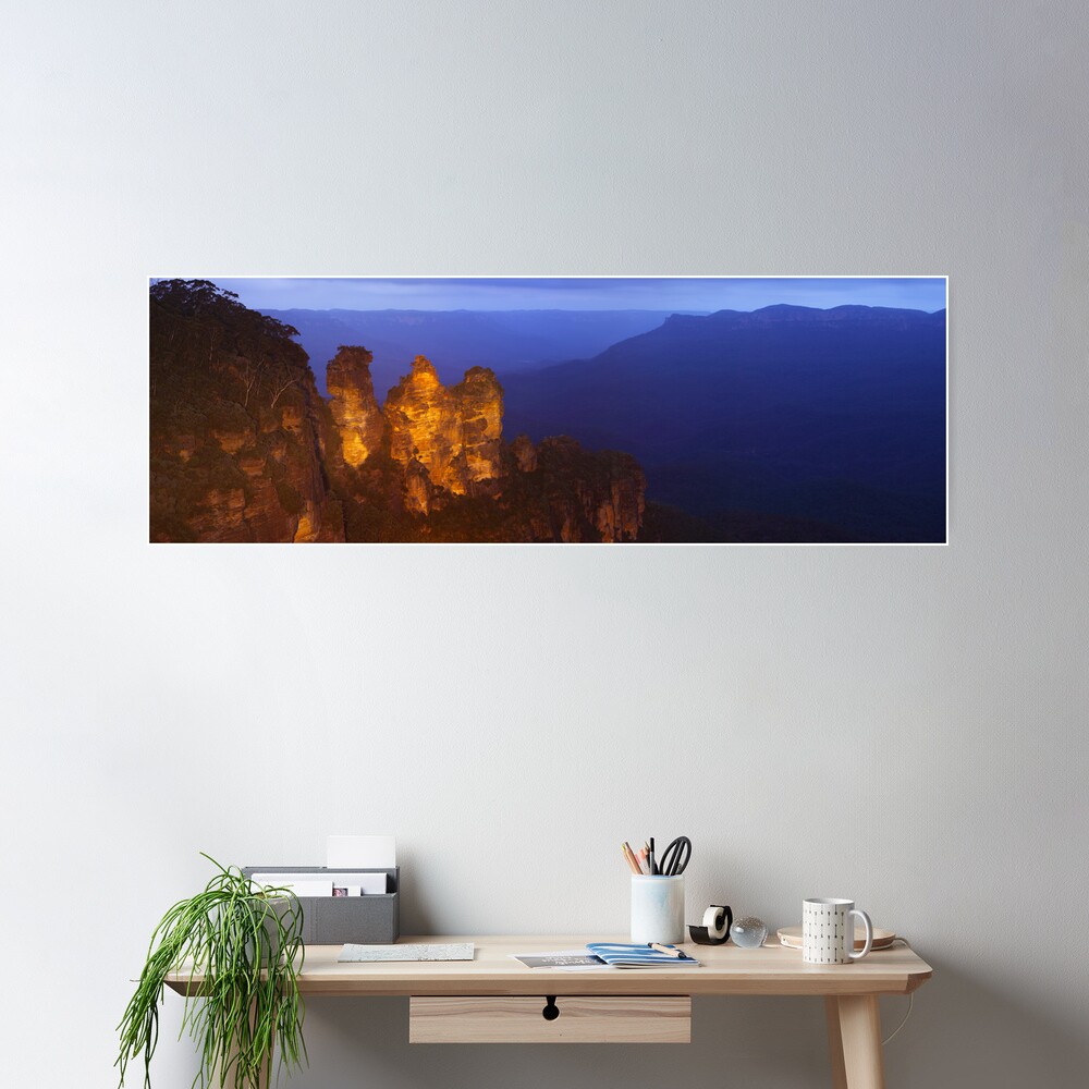 Three Sisters Dusk, Blue Mountains, Australia Poster