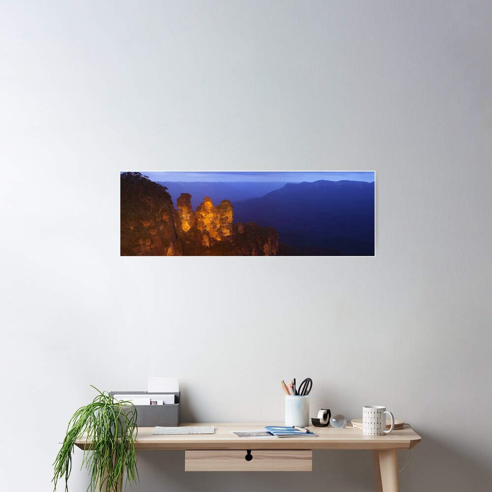 Three Sisters Dusk, Blue Mountains, Australia Poster