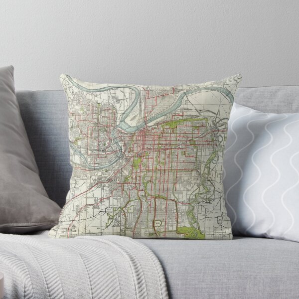 Vintage Map of Kansas City Missouri (1920) Throw Pillow