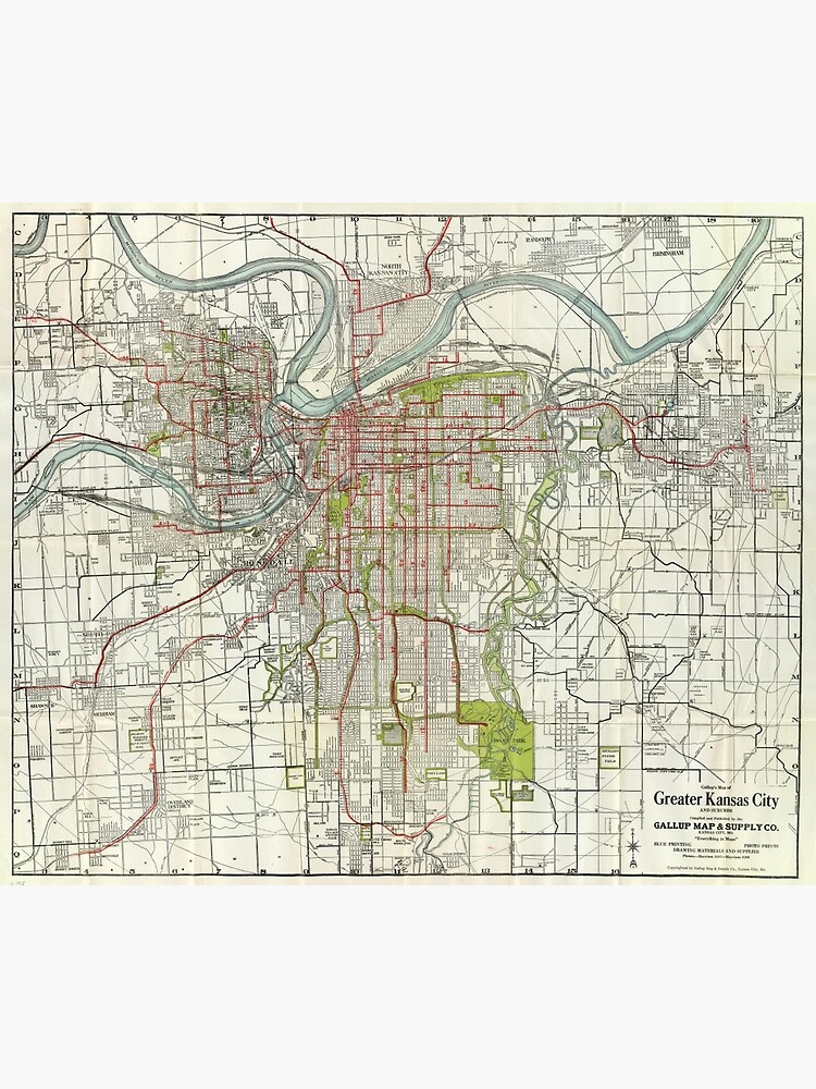 "Vintage Map Of Kansas City Missouri (1920)" Art Print For Sale By ...