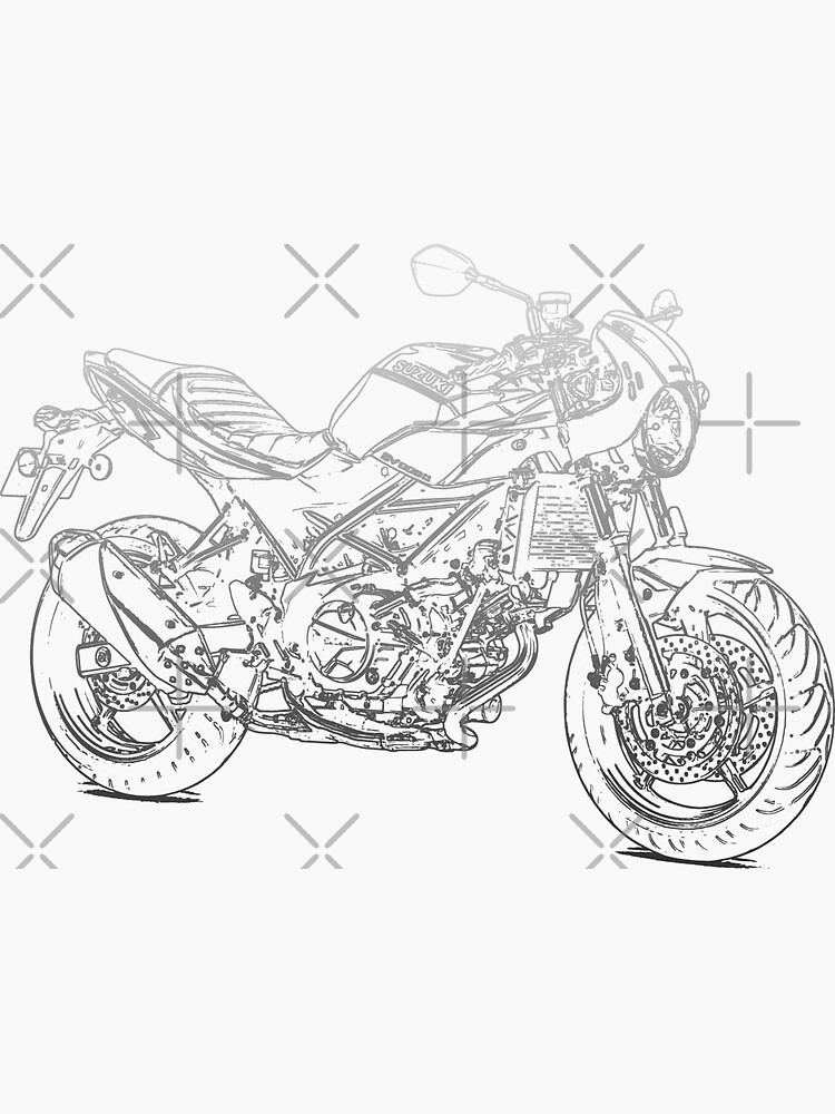 Suzuki Sv X Bleistift Silhouette Motorrad Kunst Naked Bike Roadster Sticker Von