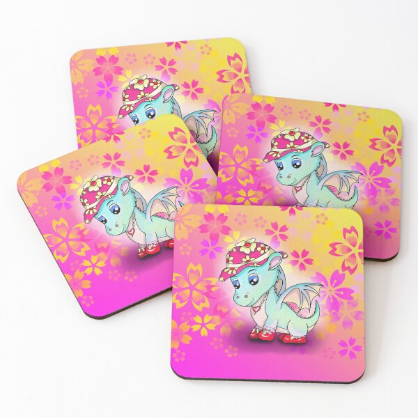 Item preview, baby dragon in a cute pink hat designed and sold by CuisineCat.
