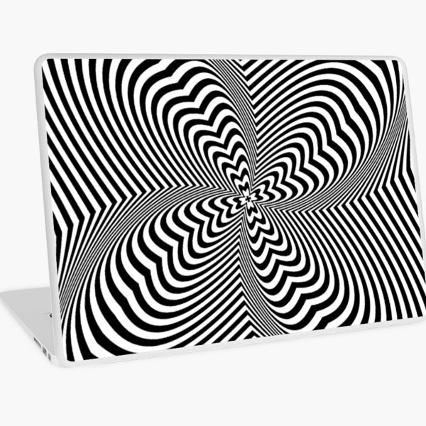Copy of Psychogenic, hypnotic, hallucinogenic, black and white, psychedelic, hallucinative, mind-bending, psychoactive pattern Laptop Skin
