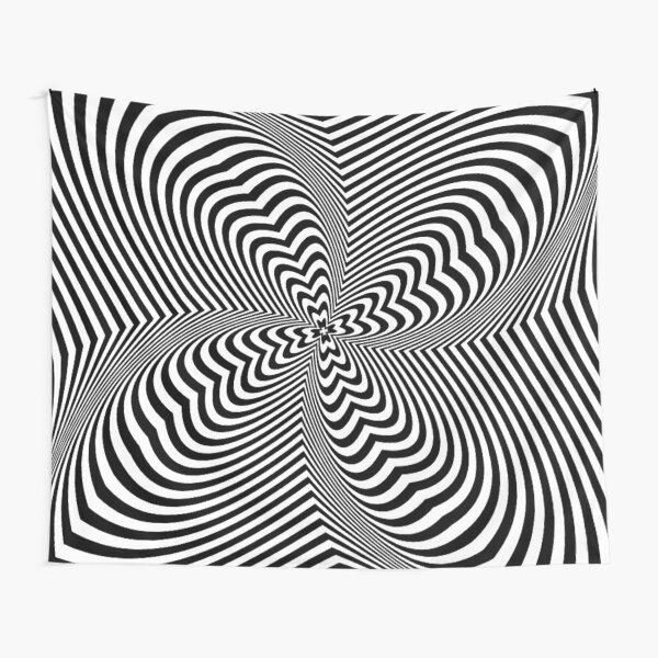 Psychogenic, hypnotic, hallucinogenic, black and white, psychedelic, hallucinative, mind-bending, psychoactive pattern Tapestry